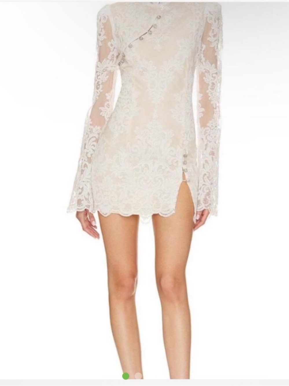 Stone Cold Fox Cream - Allure Dress - Lace Long-Sleeve Mini Dress - XS